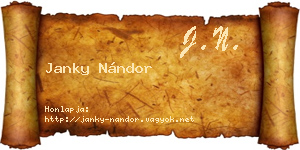 Janky Nándor névjegykártya