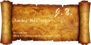 Janky Nándor névjegykártya